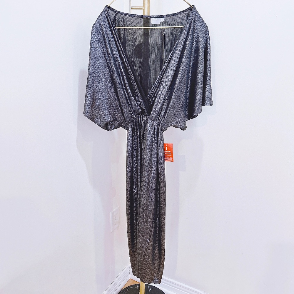 ASOS midi black shiny dress